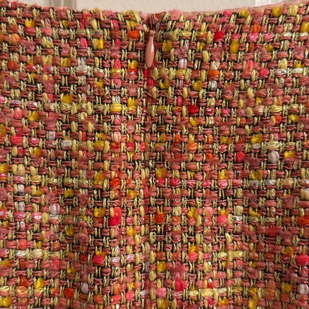 Escada Vibrant Tweed pink and yellow knee length  Pencil Skirt sz small